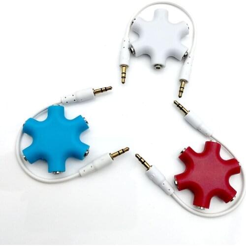Quality 3.5mm Earphone Audio Splitter 1 Male to 1 2 3 4 5 Female Cable 5 Way Port Aux Music Sound Output Cables 20cm