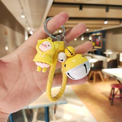 Creative Piggy Keychain Cartoon Female Cute Lovers Couple Bag Ornament Car Key Chain Lanyard Child Toy INS Kawaii Girl Gift