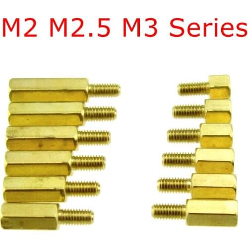 10Pcs M2*L+3mm M2.5/M3*L+6mm Hex head Brass Spacing Screws Threaded Pillar PCB Computer PC Motherboard StandOff Spacer