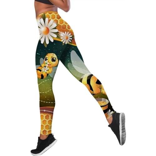 CLOOCL Women Leggings Cute Bee High Waist Elasticity Legging 3D Animal Fashion Fitness Pant for Female Jogging Pants