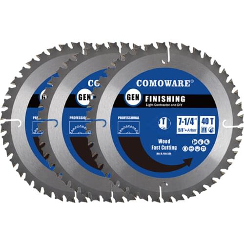 COMOWARE Tools Cutter Blade Circular Saw Blades 185mm 7-1/4 Inch 40 Tooth TCT Carbide with 5/8 Inch Arbor for Cutting wood disc