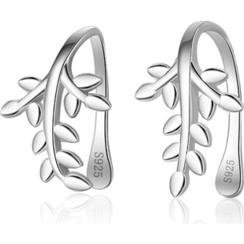 Korean style small fresh sweet personality simple sweet wild leaves short paragraph silver plated earrings IR022