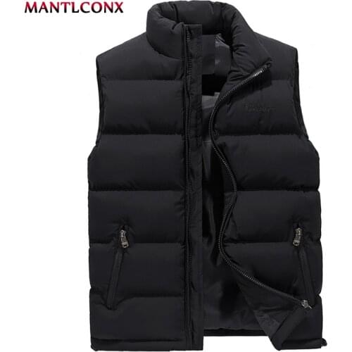 MANTLCONX 5XL 6XL Winter Mens Sleeveless Vest Casual Coats Male Padded Thicken Vest Men Waistcoat Sleeveless Jacket Men Warm