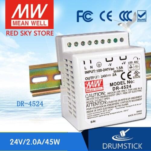 Friendly MEAN WELL 12Pack DR-4524 24V 2A meanwell DR-45 48W Single Output Industrial DIN Rail Power Supply