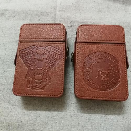 Motorcycle Biker Cigarette box of smoking gift for skull old shcool leather Cigarette Case Box of live to ride biker rider