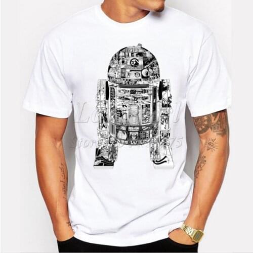 Newest 2019 mens short sleeve black robot design t-shirt hot sale tee shirts Hipster O-neck cool tops