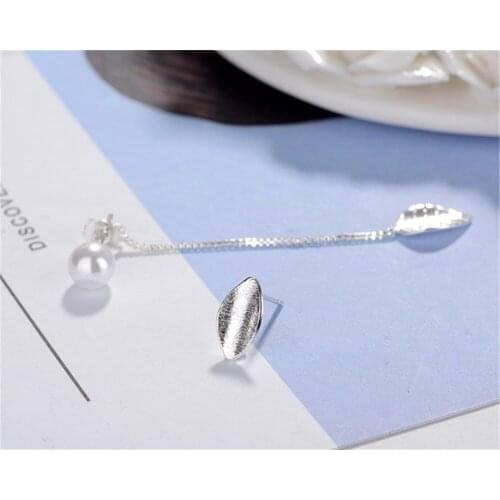 New long earrings fashion pearl earrings hollow feather shape womens earrings 2019 Christmas gift