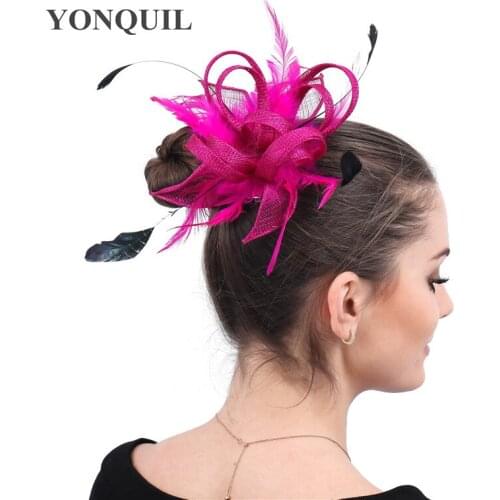 New Color Sinamay Wedding Women Headwear Formal Ladies Fashion Fascinator Hair Accessories With Fancy Feathers Headdress Dinner