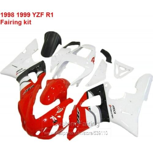 Fairing Body kit For YAMAHA YZF R1 1998 1999 model 98 99 ( Red + White ) High quality Abs Fairing kit CN39