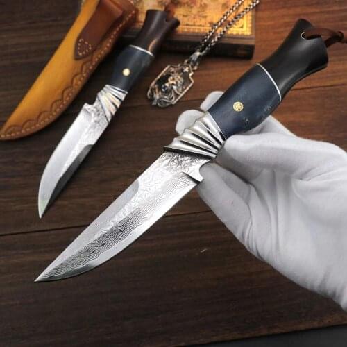 Hunting straight knife tactical knifeFixed Knives,steel head+solid wood handle Survival Knife,Camping Rescue Knife tools