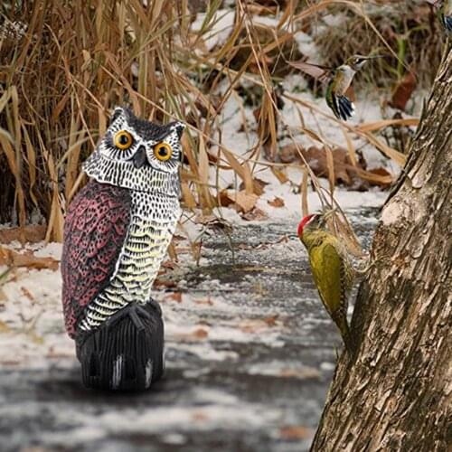 Plastic Owl Scarecrow Sculpture With Rotating Head For Garden Outdoor Protection Of Plants High Quality And Waterproof