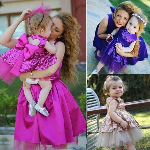Pudcoco Girl Dress 6M-4Y AU Kids Baby Girls Sequins Lace Dress Bowknot Party Wedding Bridesmaid Dresses