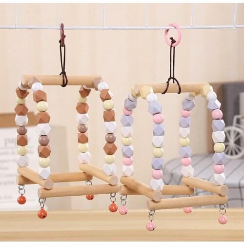 Pet Bird Hanging Swing Toy Birds Cage Pendant Chew Toy Colorful Parakeet Cockatiel Catch Cage with Bell Chewing Toy Hanging Bell