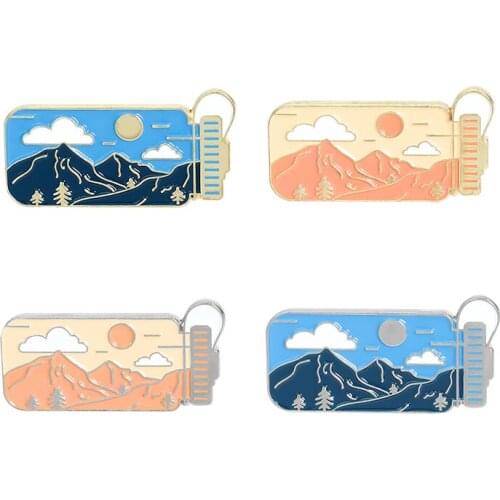 Outdoors Portable Water Cup Enamel Lapel Pin Adventure Sport Bottle Brooches Bag Pin Badge Mountains Jewelry Gift for Friends