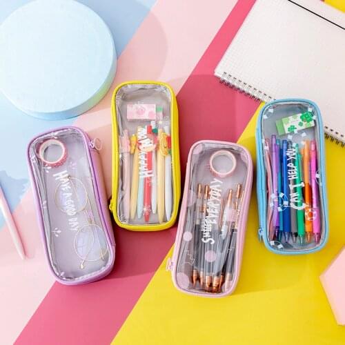 Pencil Cases Transparent Estuche Escolar Kawaii Pencil Pouch Piornik Pen Case Cute Estojo Escolar Large Capacity Pencil Case