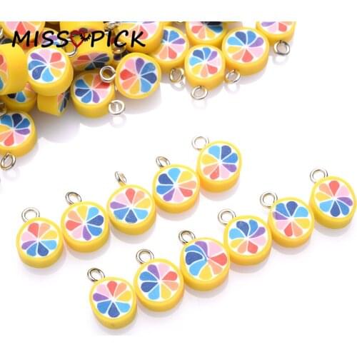 30/50/100Pcs 10mm Colorful Lemon Round Clay Polymer Beads for DIY Jewelry Making Fashion Fruit Bracelet Necklace Accessories
