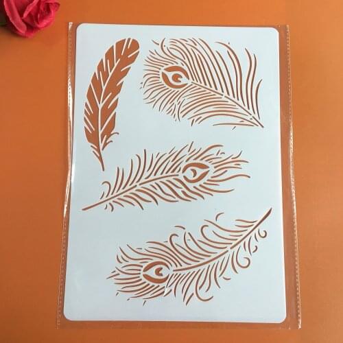 Peacock feather A4 29*21cm DIY Stencils Wall Painting Scrapbook Coloring Embossing Album Decorative Paper Card Template