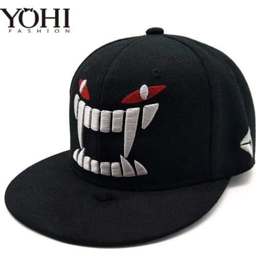 New big teeth embroidery hat Korean version of the flat couple hip hop hat Street tide men and women baseball cap