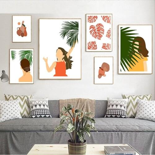 Scandinavian Tropical Plants Leaves Wall Art Canvas Painting Nordic Posters and Prints Wall Pictures for Living Home Decoration