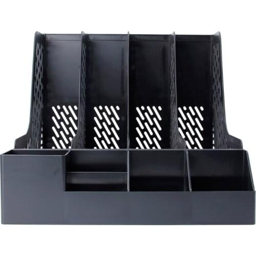 4 Sections Desktop File Rack Paper Book Hold Office Document Tray Organizer Box