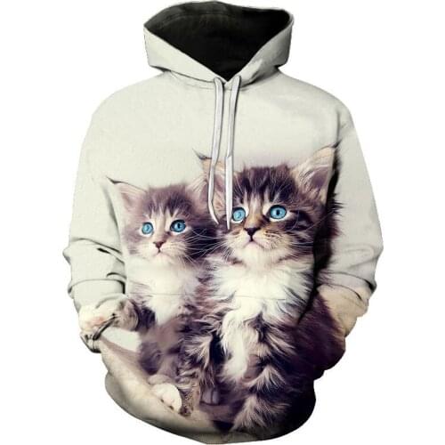 Popular 3D fashion animal Cat men and women hoodies spring autumn casual pullovers Harajuku sweatshirts Streetwear Men clothing