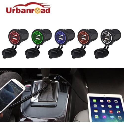 Urbanroad Auto Boat Dual USB Car Charger Socket Power Plug Motorcycle USB Charger Cigarette Lighter Socket Car Adapter Outlet