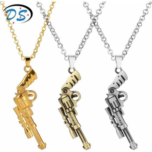 Hip Hop Jewelry Gun Pendant Necklace Charms Revolver Necklaces for Men Women Accessories Punk Style
