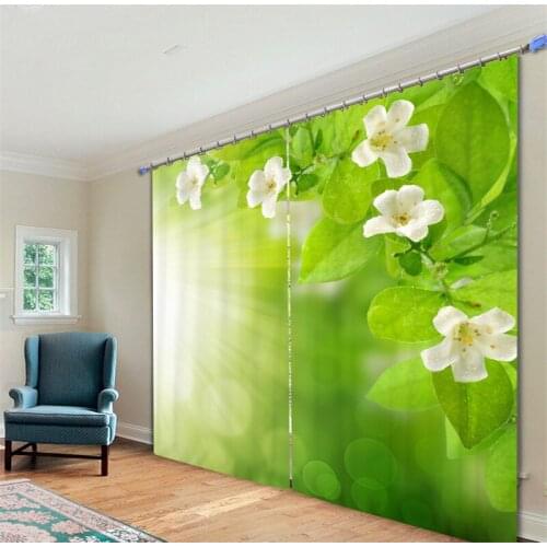 Blackout Fabric White florets 3D Window Curtains Drapes For Living room Bed room Hotel Decorative Home Wall Tapestry