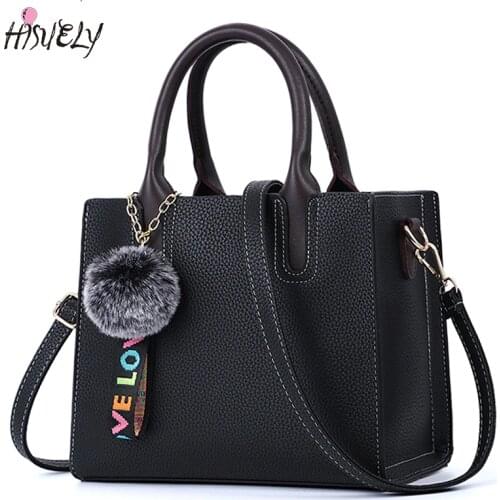 2021 Female Bags Casual Tote Trendy Fashion Hair Ball Women PU Leather Handbag Messenger Shoulder Bag High Quality Bolsa Hot