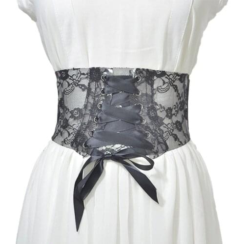 2019 New Black Beige Wide Corset Lace Belt Female Self Tie Obi Cinch Waistband Belts for Women Wedding Dress Decor Accessory