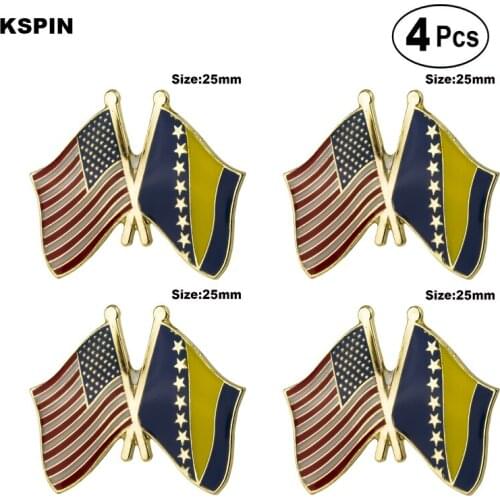U.S.A. & Bosnia Friendship Flag Pin Lapel Pin Badge Brooch Icons 4pcs
