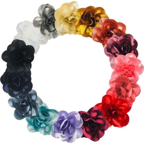 20PCS/Lot New 6Inch Large Handmade Satin Fabric Flowers DIY Baby Girl Boutique Hair Accessories for Barrette Headband Headwear