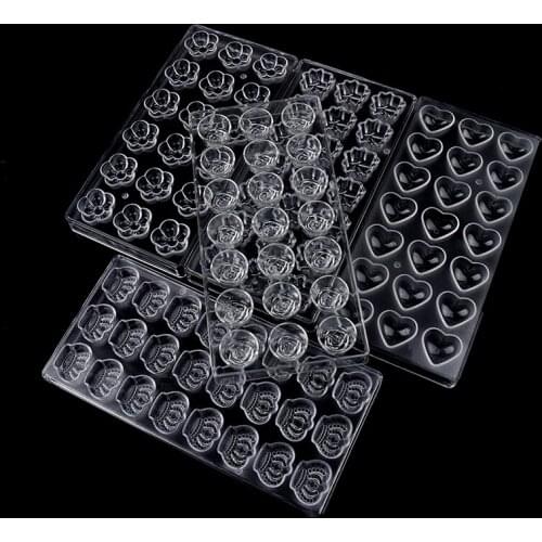 3D Polycarbonate Chocolate Moulds Chocolate Candy Bars Molds Tray Polycarbonate Plastic Form Flowers Baking Pastry Bakery Tools