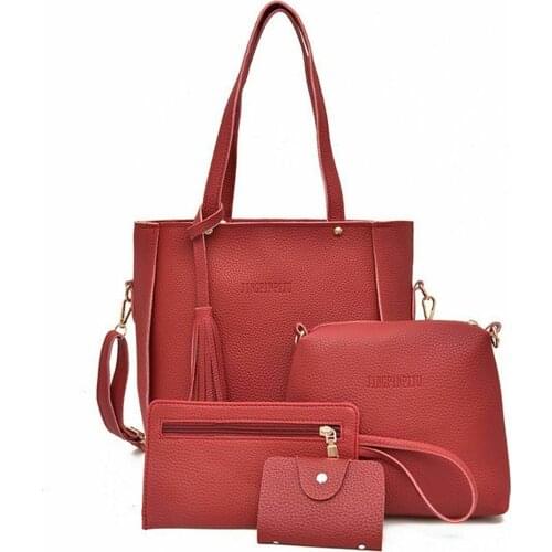 4PCS /Set Women Leather Shoulder Bag Handtasche Satchel Clutch Coin Purse Lot Women Tote Bag Cross Body Messenger Bags Handbag