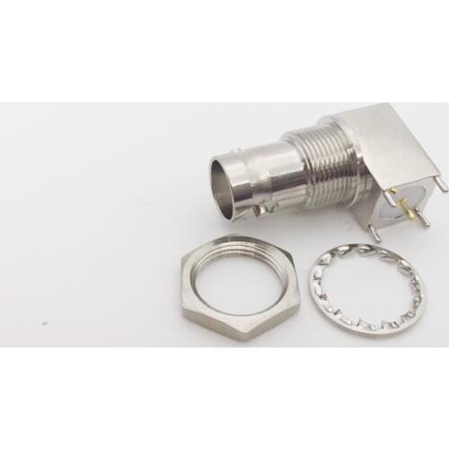 50pcs BNC Female Jack Socket Right Angle 4 Pin PCB Panel Mount BNC Female Connector Center Solder Chassis Adapter