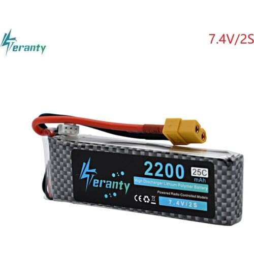 High Power 2S 7.4v 2200mAh 25-35C LiPo Battery XT60/T/JST/EC3 Plug 7.4v Rechargeable Lipo Battery For RC Car Airplane Helicopter