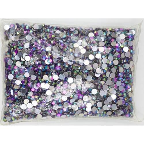 Amethyst AB Color 1.5~10mm Flat Back Round Acrylic Rhinestones Beads / Stones ,3D Acrylic Nail Art / Garment Decoration