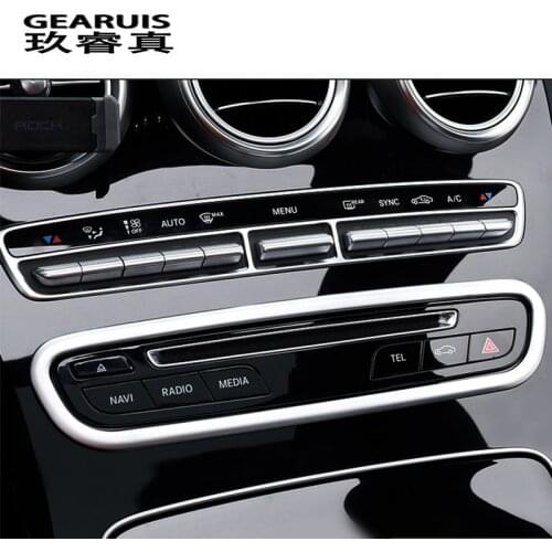 Car Styling Air Conditioning CD Panel Button Decorative Cover Trim Auto Interior Accessories for Mercedes Benz GLC Class X253