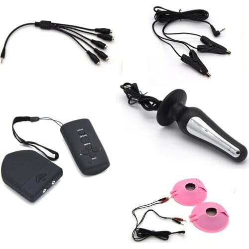 Wireless Remote Control Pulse Anal Plug Electro Shock Nipple Pads Stimulation Breast Nipple ClampsMedical Themed Sex Toys