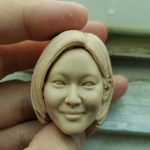 Blank 1/6 Scale Short Hair Side Bang Beauty Girl Head Sculpt Unpainted Fit 12" Figure