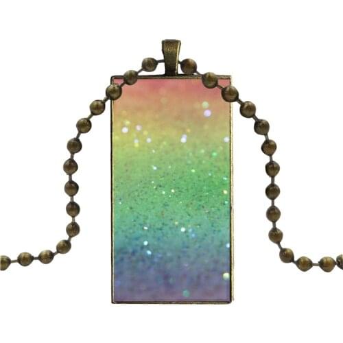 For Unisex Fashion Necklace Handmade Rectangle Shape Choker Necklace Jewelry Multi Designs Rainbow Glitter Textures