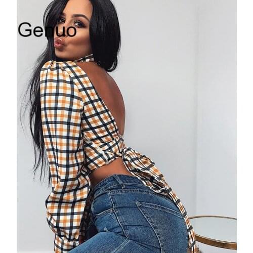 Блузки в клетку Genuo China At AliExpress