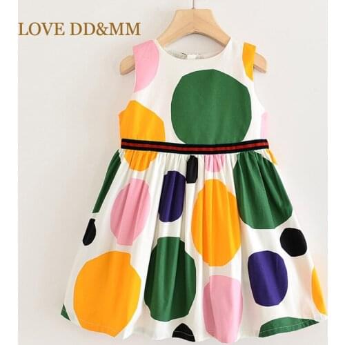 LOVE DD&MM Girls Dresses 2021 New Childrens Clothing Sweet Dot Print Round Neck Belt Princess Dress For Girl 3-8 Years