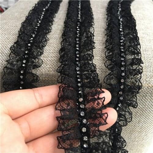 4CM lace pleats glittering bling bling clothing lace accessories Beaded Lace Trim Vintage Ruffled Mesh Fabric Braid Lace