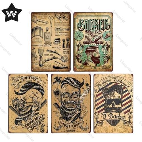 Barbershop Metal Decor Vintage Metal Sign Tin Plaque Barber Metal Poster Tin Sign Retro Metal Wall Sticker Metal Plate for Decor