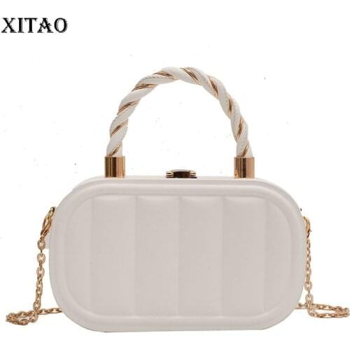 XITAO Fashion Mini Women Shoulder Bag Solid Color PU Splicing Metal Chain New Trendy Simplicity Temperament All-match WMD2372