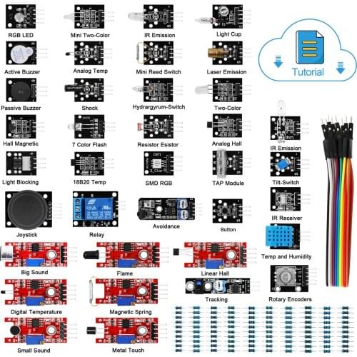 LAFVIN 37 in 1 Sensor Module Kit with Tutorial for Arduino for UNO R3, MEGA 2560, NANO