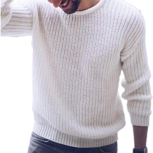 Men Pullovers Autumn Winter Solid Color O Neck Long Sleeve Knitted Sweater Pullover Top Mens Clothing свитер 2021