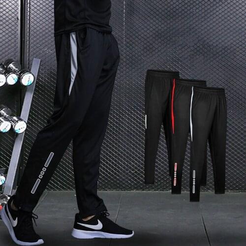 Men Sports Running Pants Soccer Training Skinny Active Pants Slim Leg Tracksuit Trousers Jogging Sweatpants With Pockets