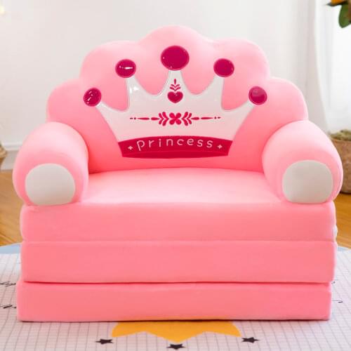Stuffed Three-layer Folding Kid Sofa Bed Fashion Cartoon Crown Seat Cute Baby Stool Kindergarten Cushion Lazy Sofa Child Chair